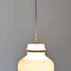 Suspension in white opaline with chrome trim, France circa 1970.