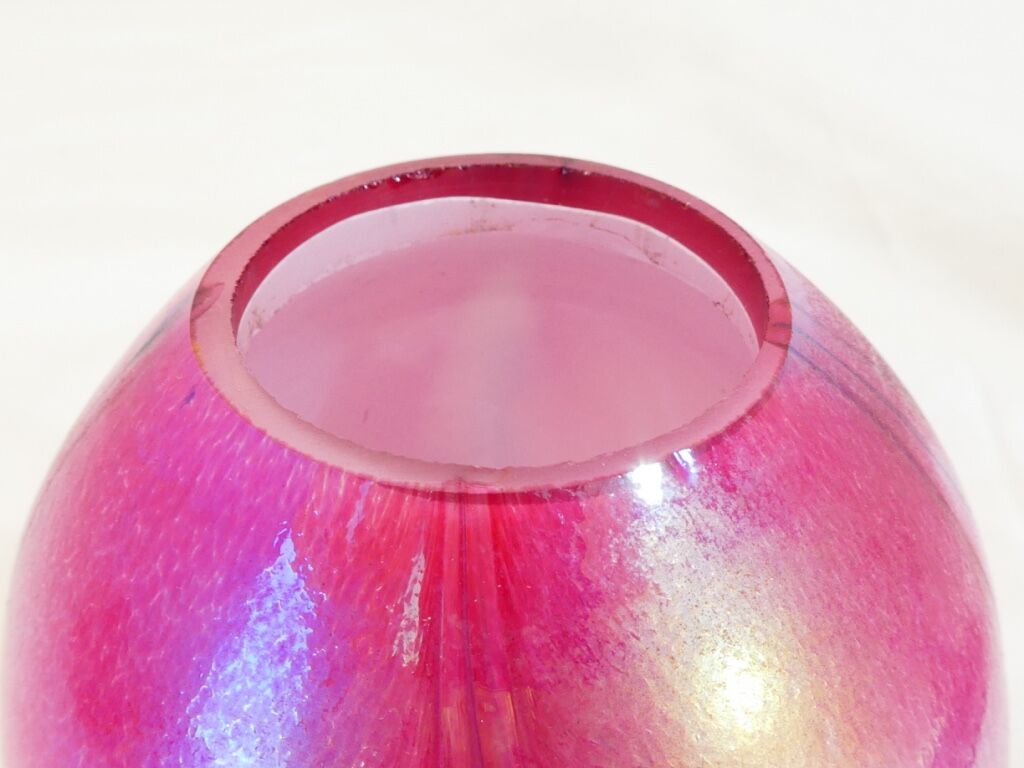 Art deco wrought iron lamp and speckled glass tulip