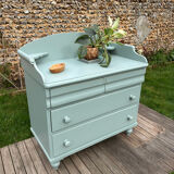 Vintage 4-drawer chest in sage green pine.