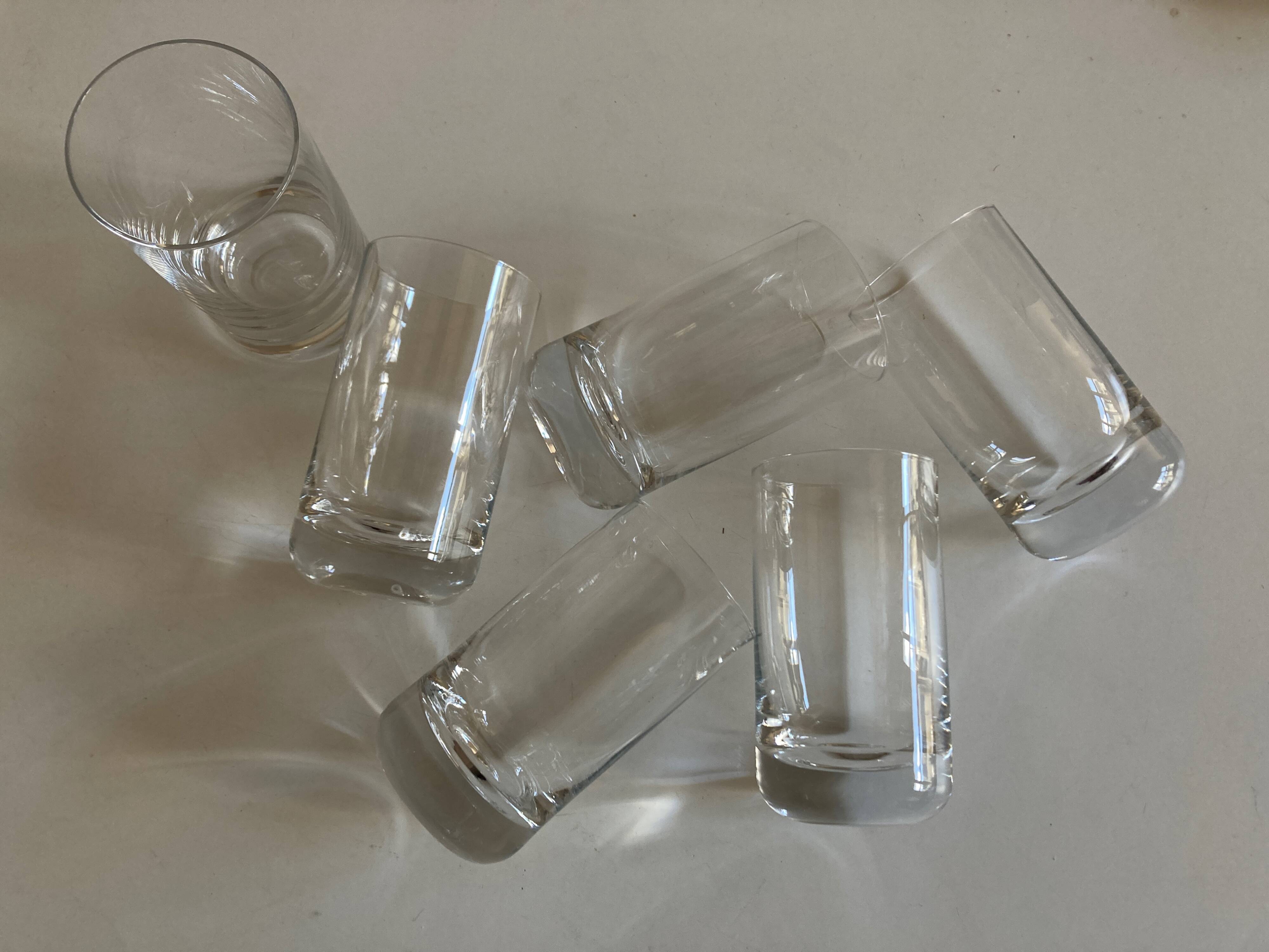 Set of 6 1970 Scandinavian crystal goblet glasses