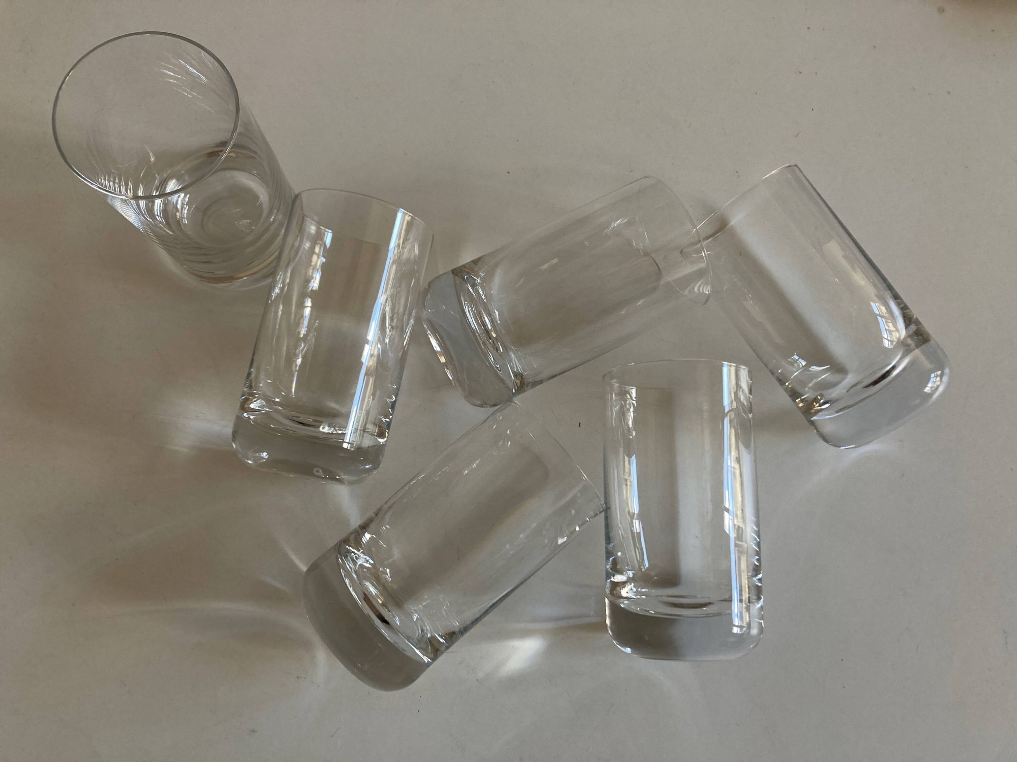 Set of 6 1970 Scandinavian crystal goblet glasses