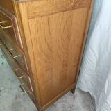 Jolie commode de 4 tiroirs pieds compas plaquage chene