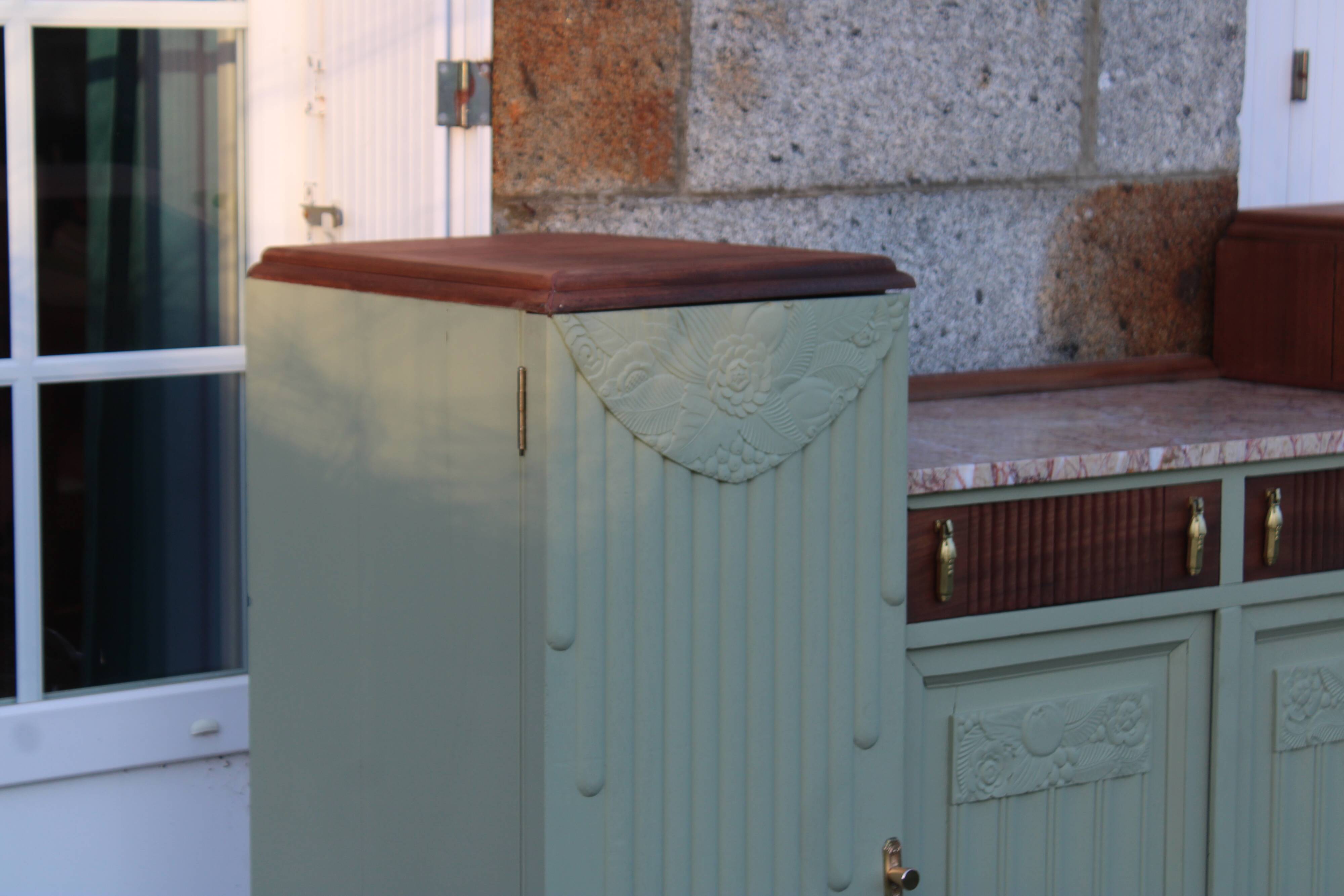Renovated antique Art Deco sideboard – Lizard Green (Pure & Paint)