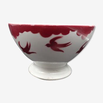 Saarland Digoin's Faience Bowl - Red Swallow Decoration - 1940