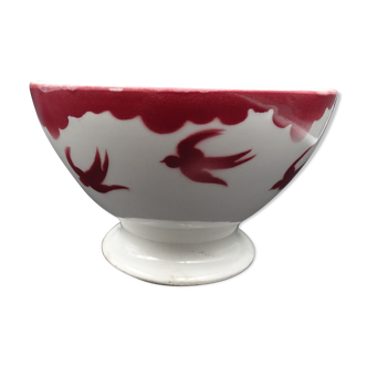 Saarland Digoin's Faience Bowl - Red Swallow Decoration - 1940