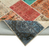 Hand-Knotted Oriental Overdyed 205 cm x 300 cm Multicolor Patchwork Carpet
