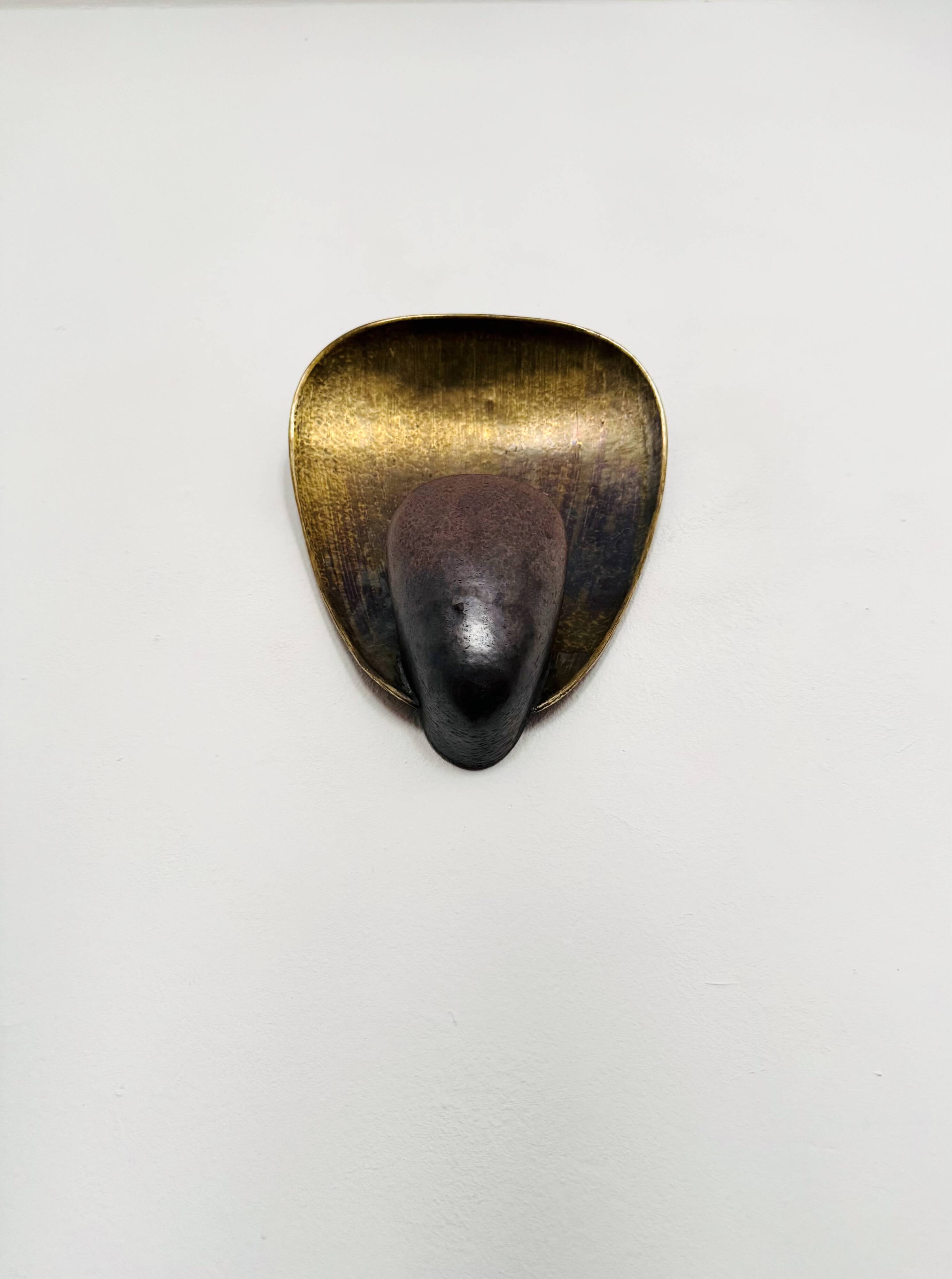 Brutalist Brass and Copper Wall Lamp