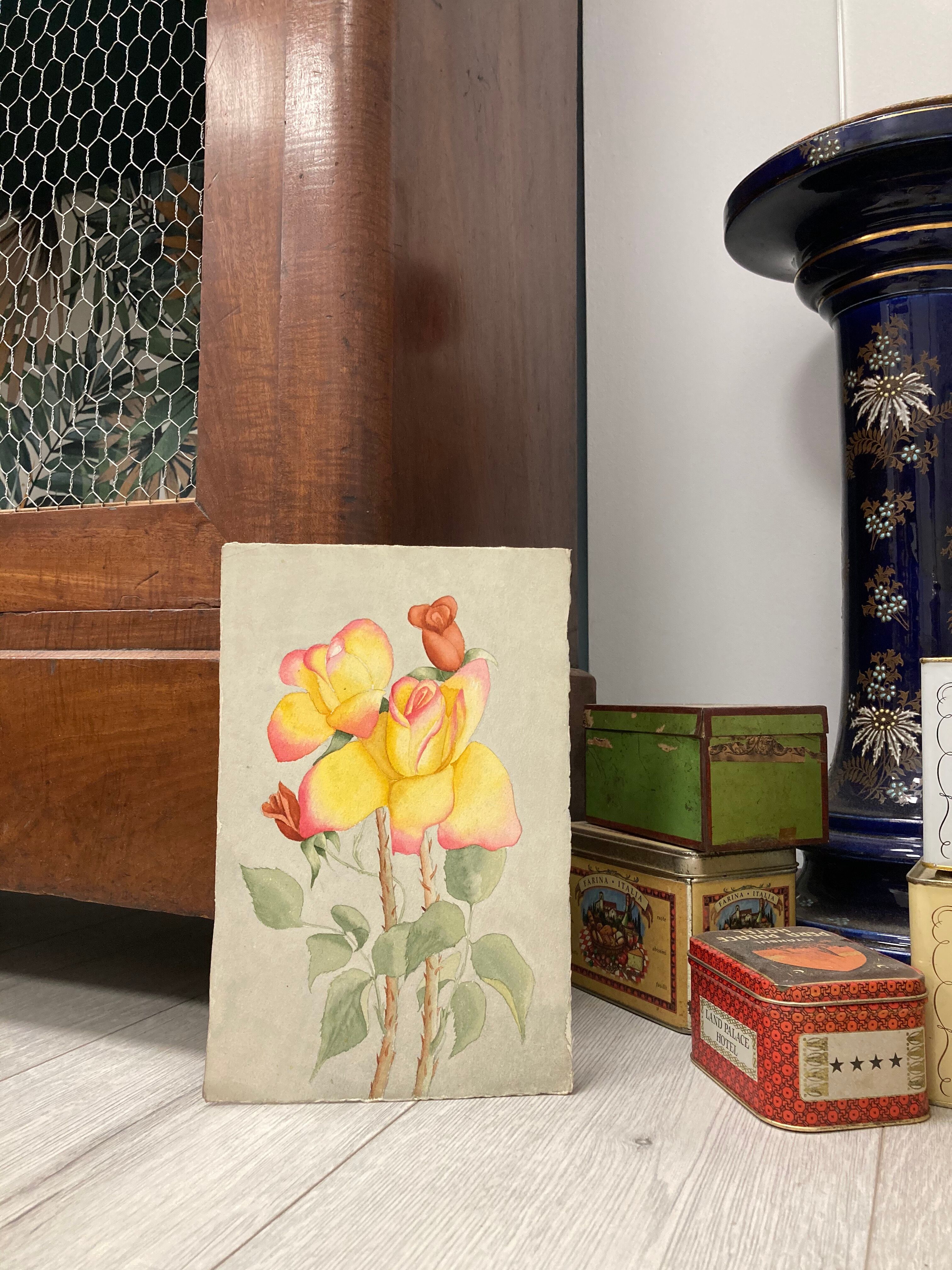 Watercolor with vintage roses