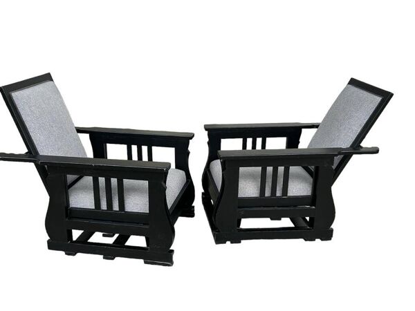 Importante Paire De Fauteuils à Bascule Laqué Noir Circa 1920 - 30