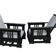 Important Pair Of Black Lacquered Rocking Armchairs Circa 1920 - 30