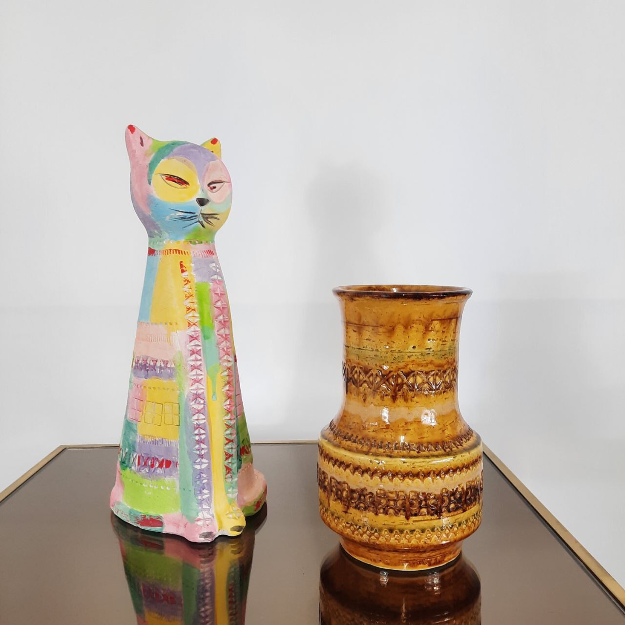 Cat statue, vintage, design Aldo Londi for Bitossi, Rimini series.