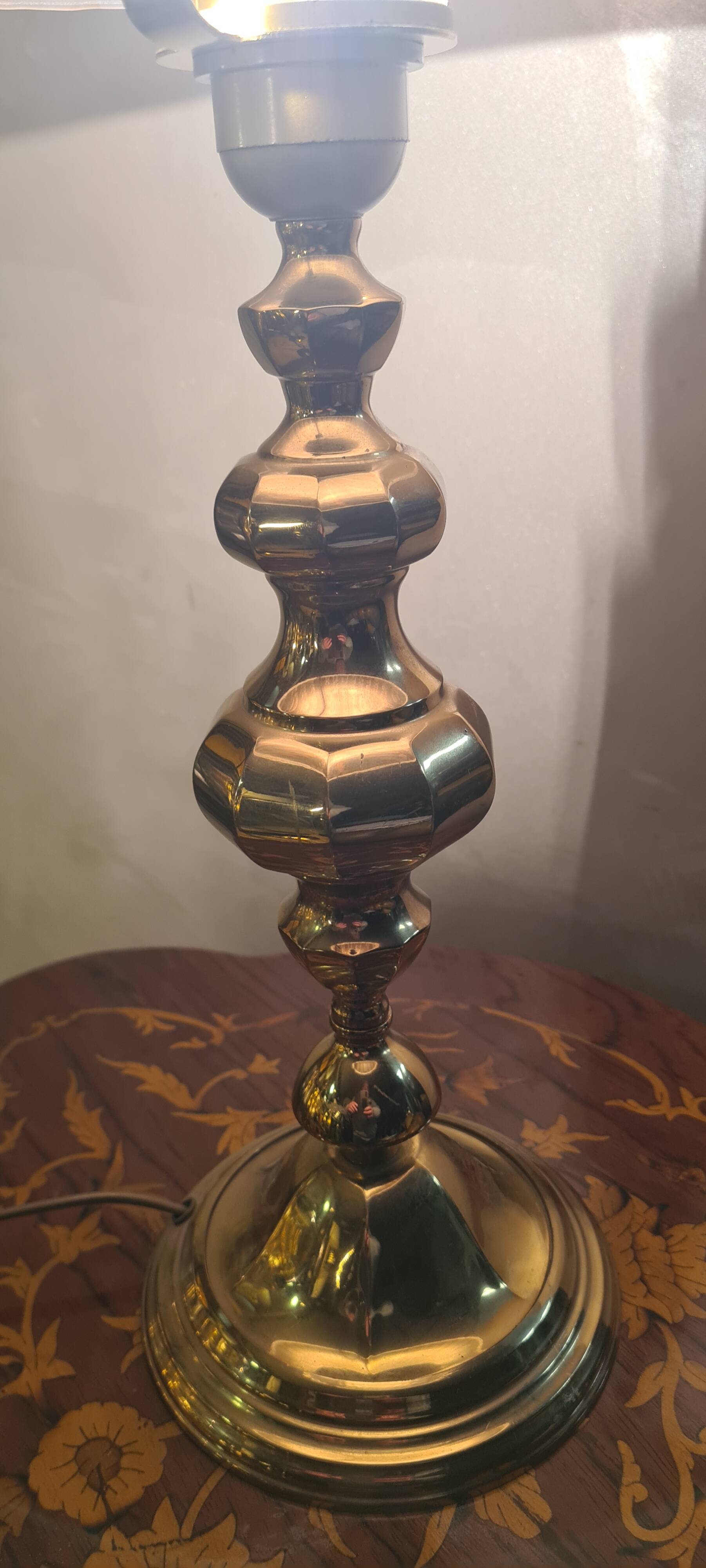 polished brass lamp 1970 glass paste lampshade vianne 56x35 elec ok