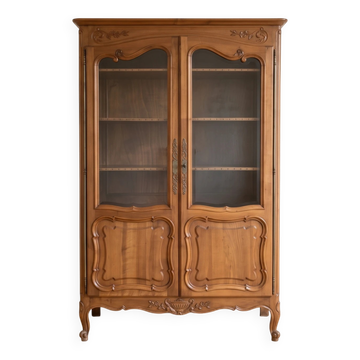 Armoire vitrine ancienne style Louis XV en bois