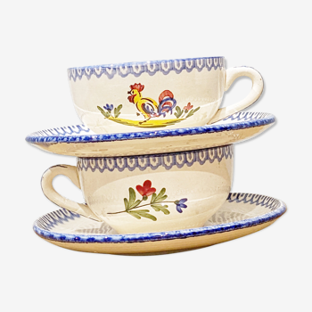 2 Cups and sub-cups vintage St-Clément model Cocorico