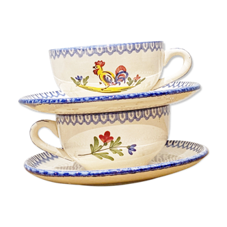 2 Cups and sub-cups vintage St-Clément model Cocorico