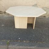 Exagonal travertine coffee table