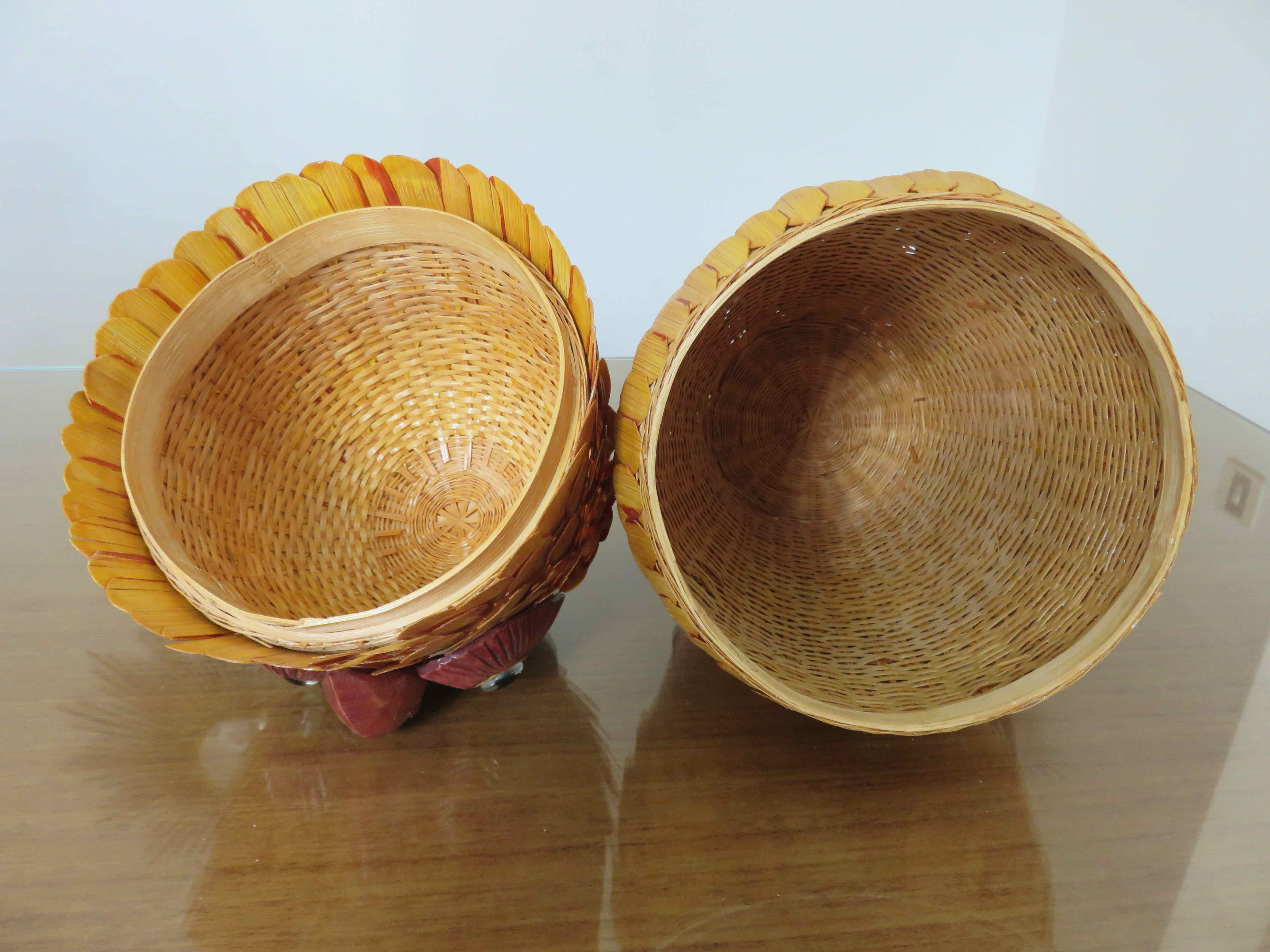 Box "owl" in rattan bamboo 70s