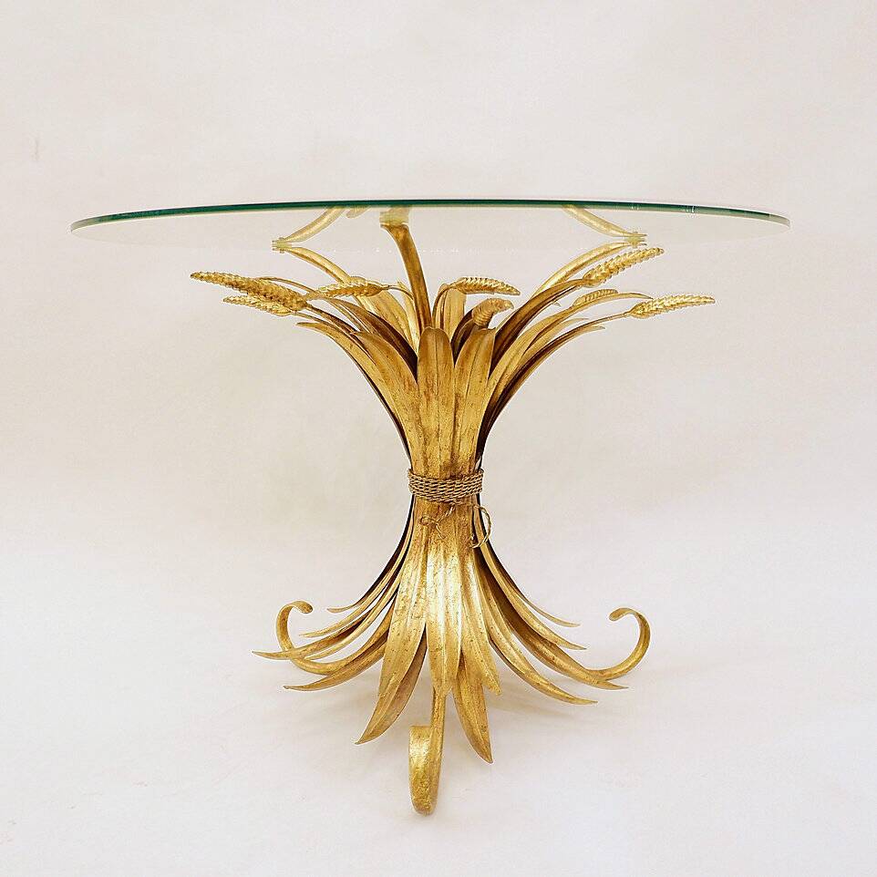 Vintage Gilt Metal Sheaf of Wheat Coffee Table