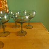 8 coupes en verre soufflé de Biot ( cocktail , coupe à fruits )