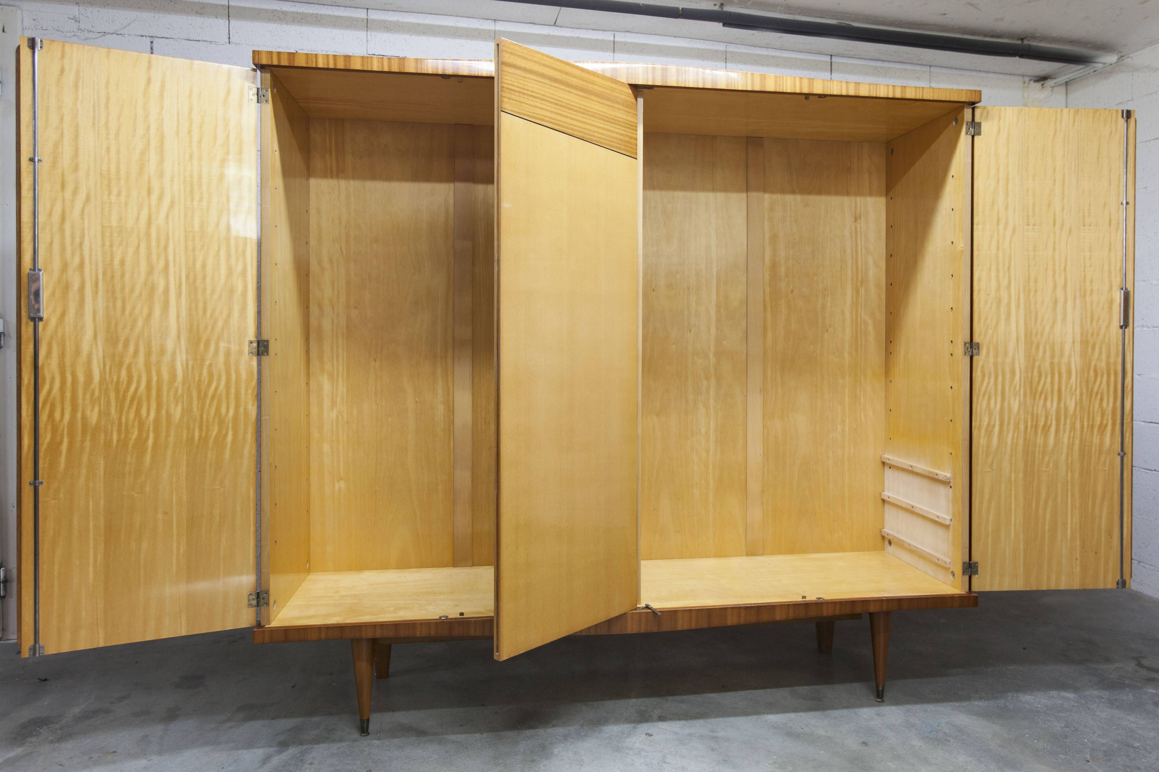 1960 Scandinavian wardrobe, atypical blond wood varnished, 4 doors 3