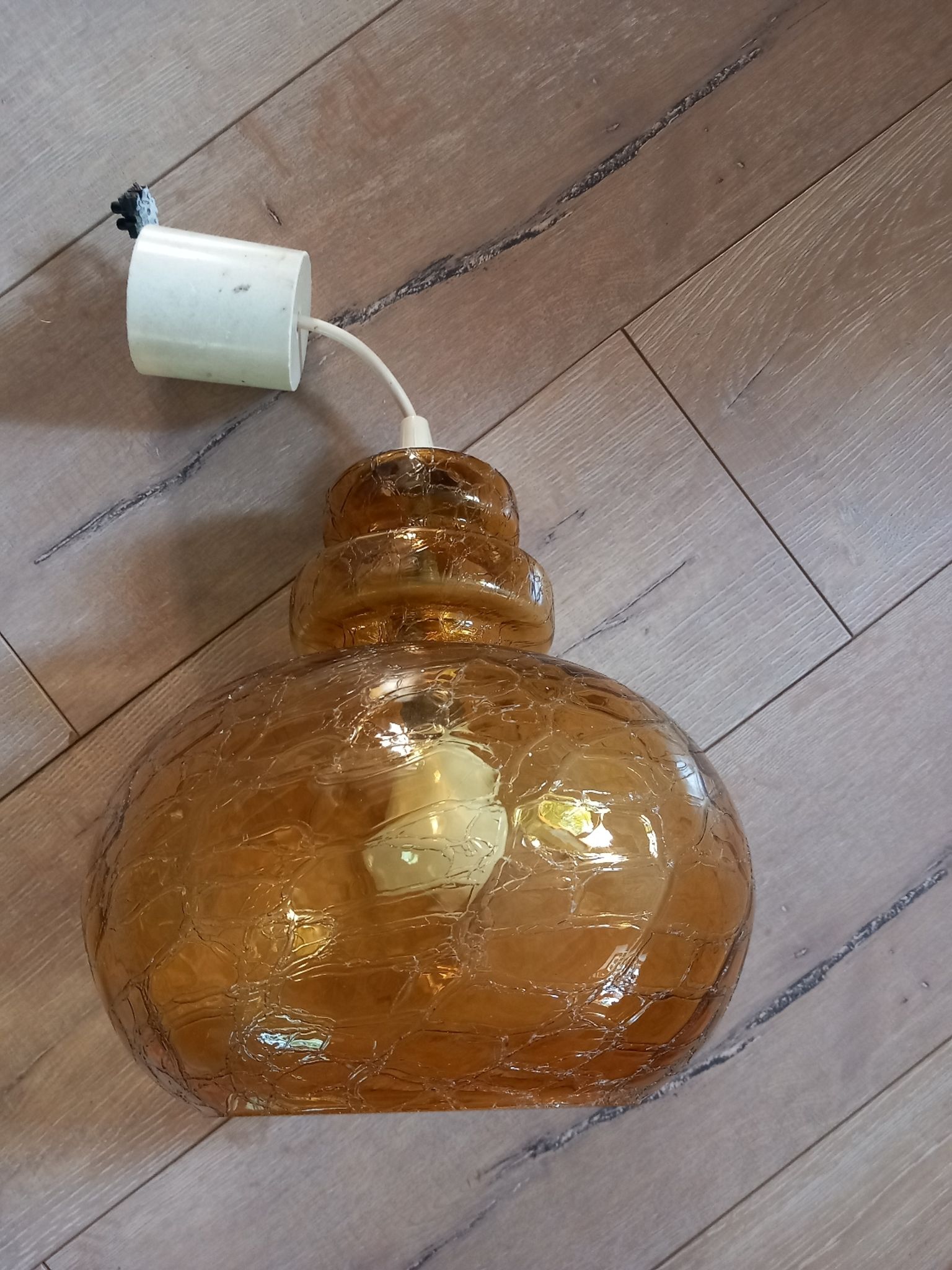 Vintage molded glass pendant light
