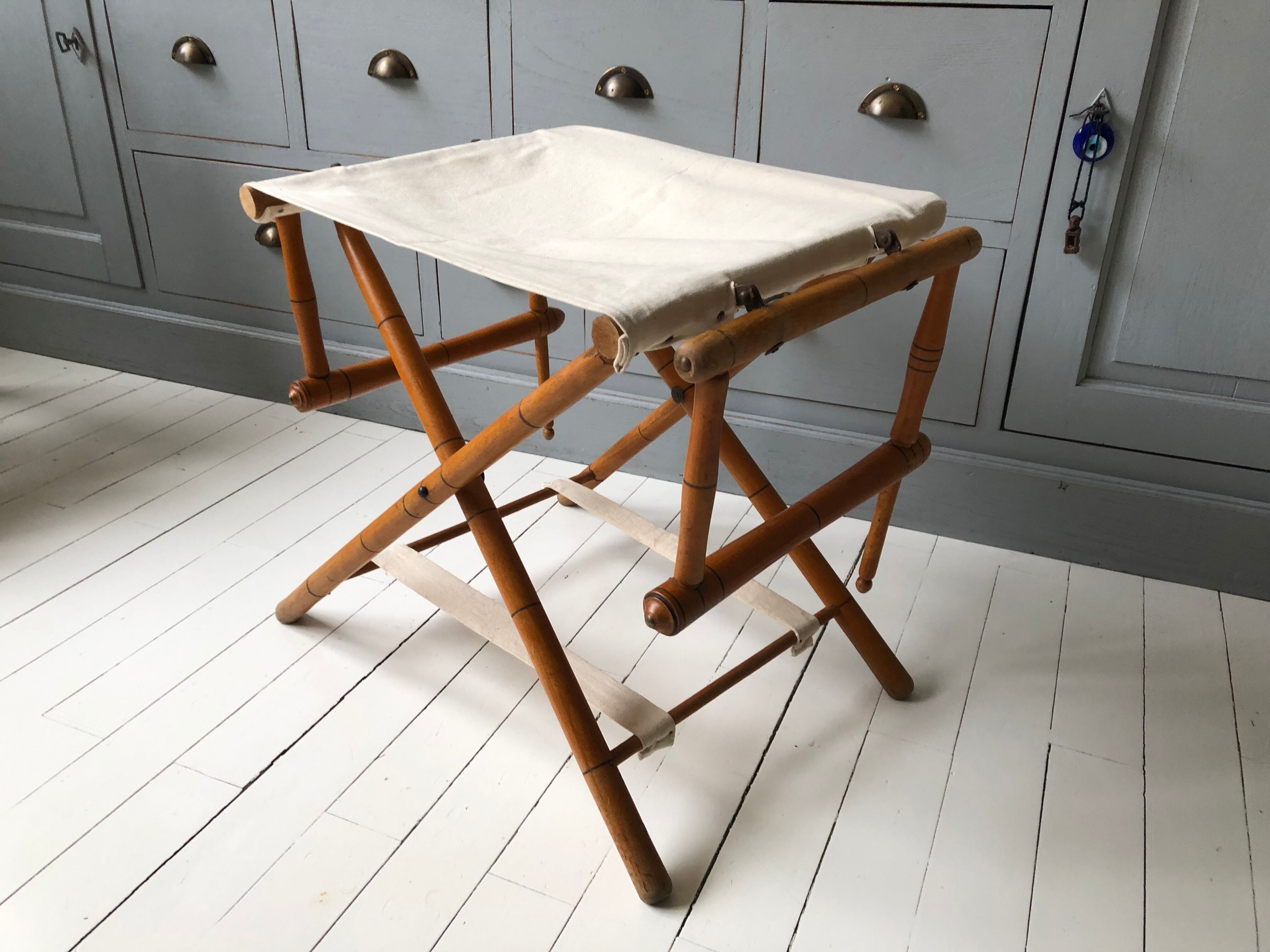 Former director's side chair in wood and canvas