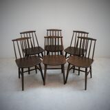 Lot de six chaises vintage scandinaves