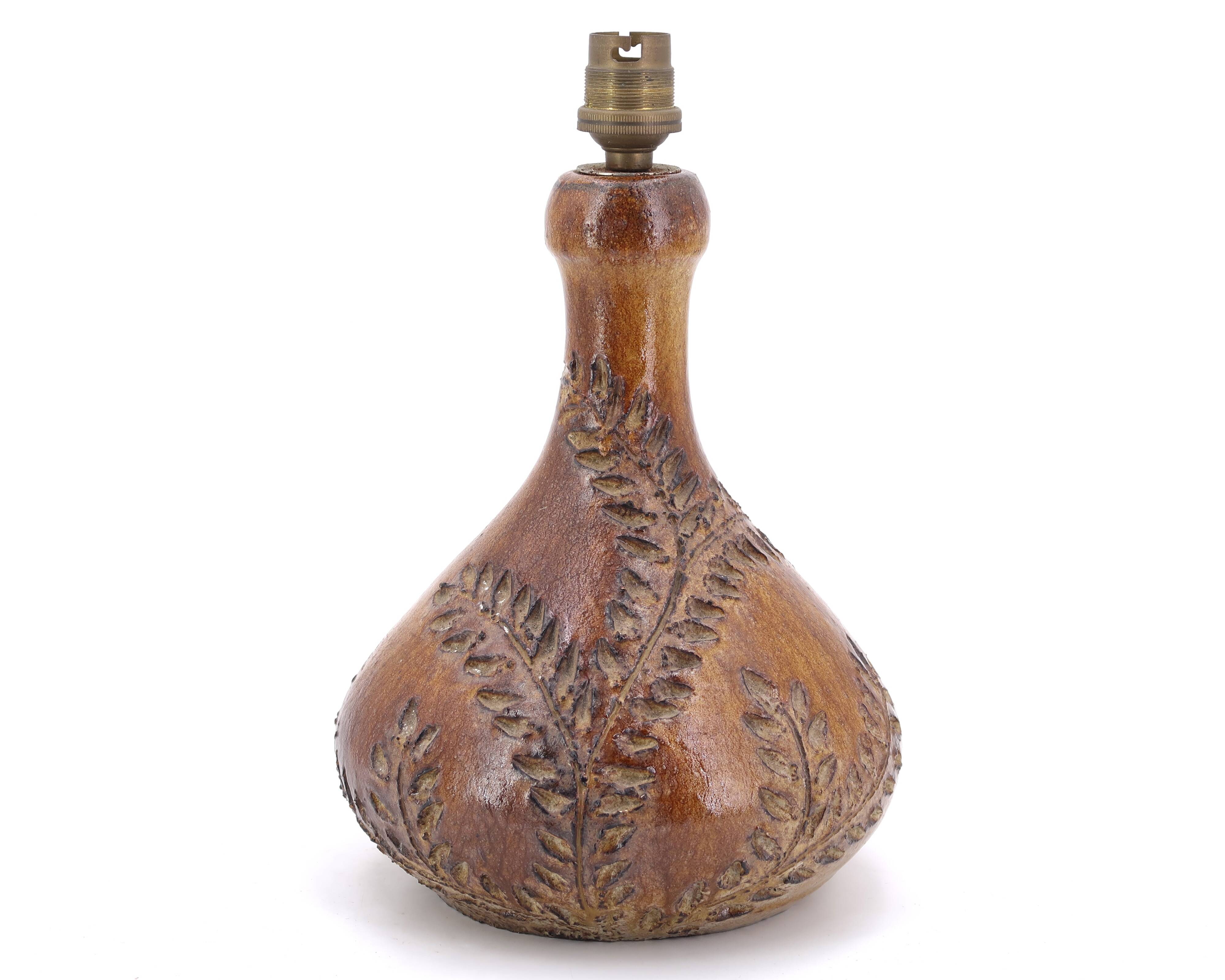 Sésame Vallauris ceramic lamp, raffia lampshade, 1970s