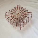 Ceiling lamp / wall lamp in molded glass two-tone square 70s