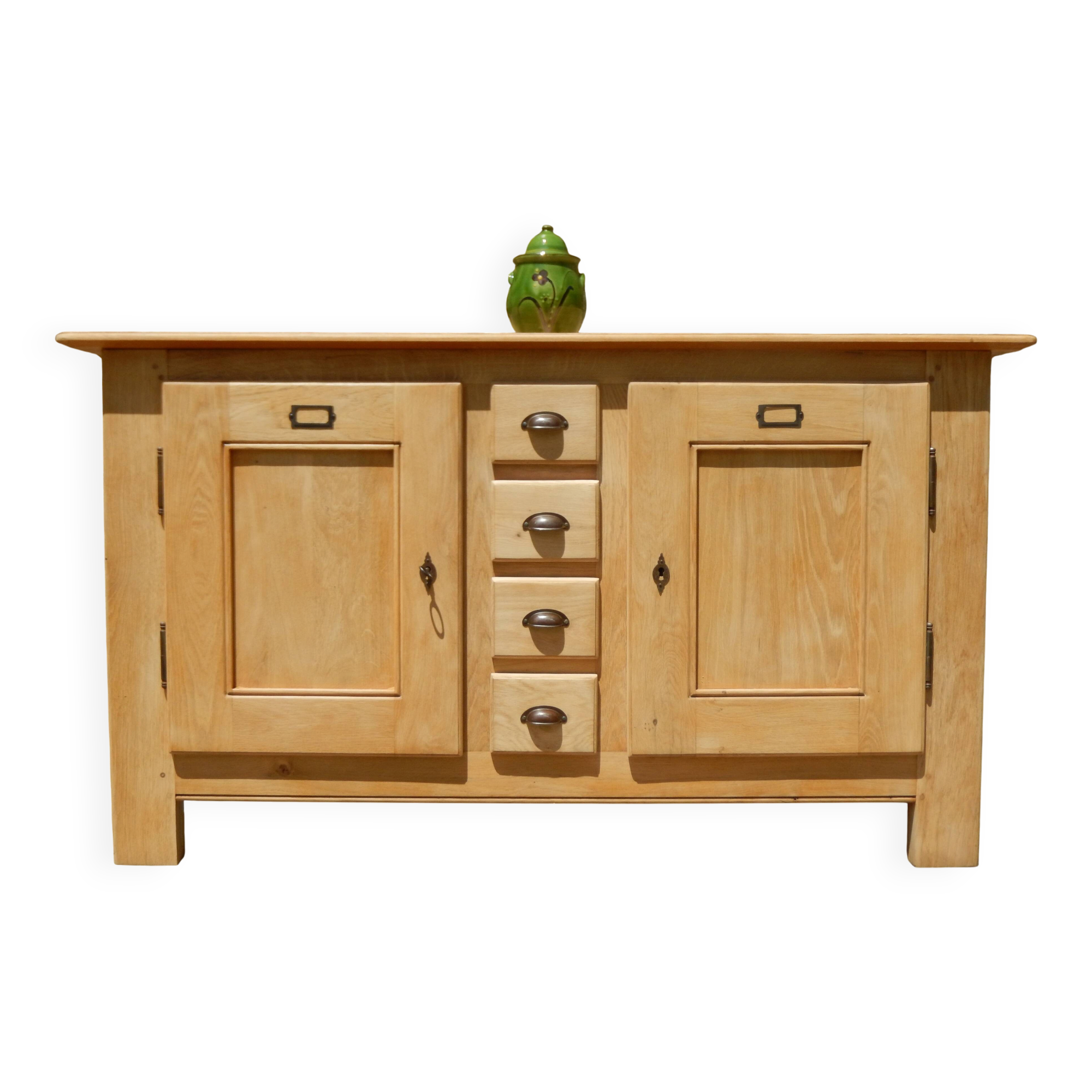 Old low sideboard / side unit / industrial furniture in solid ash