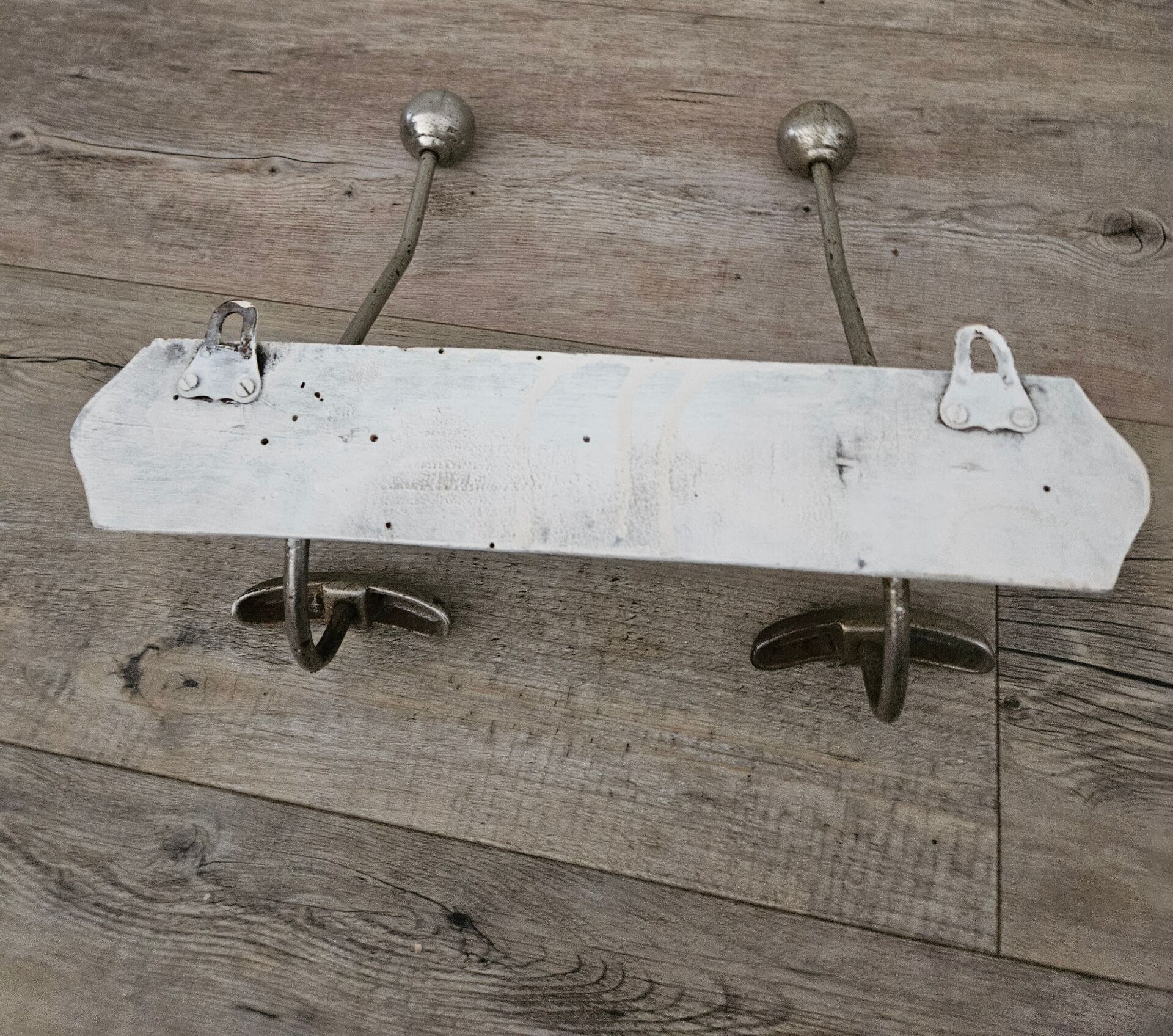 Antique wooden and metal coat rack