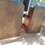 Set of 2 vintage wooden cube and olive bookends