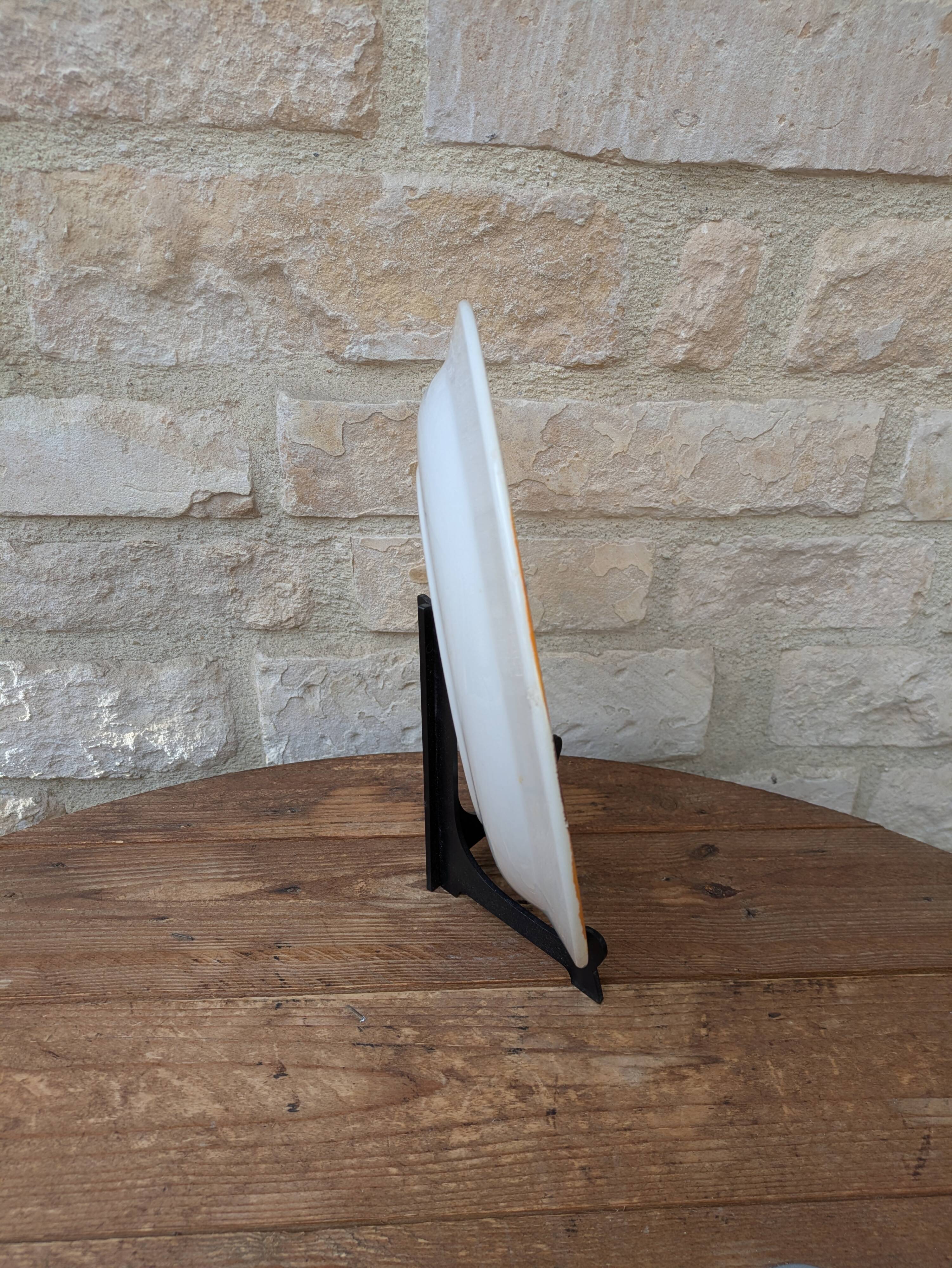 Vintage round serving dish with yellow flowers, Ironstone, 1970s, Italy.