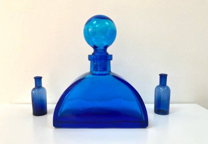 Antique XL bottle / Cobalt blue glass vase