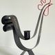 Vintage suede metal rooster-shaped candlestick