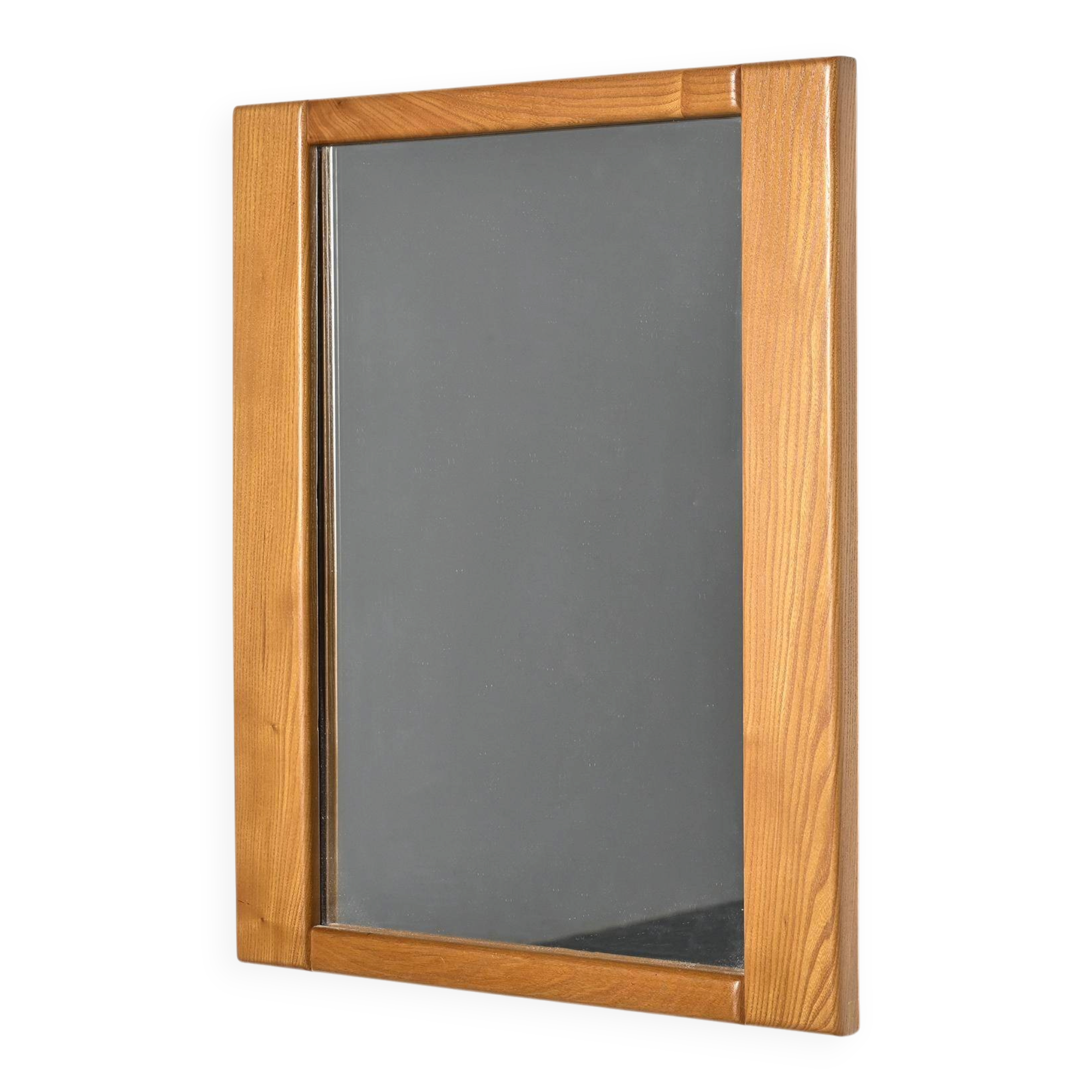 Mirror in elm by Maison Regain, France, circa 1970.