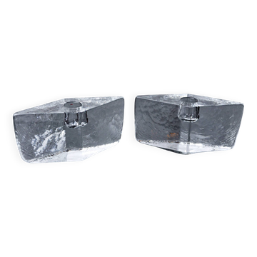 Pair of icicle candlesticks, Murano glass, Italy, 1970