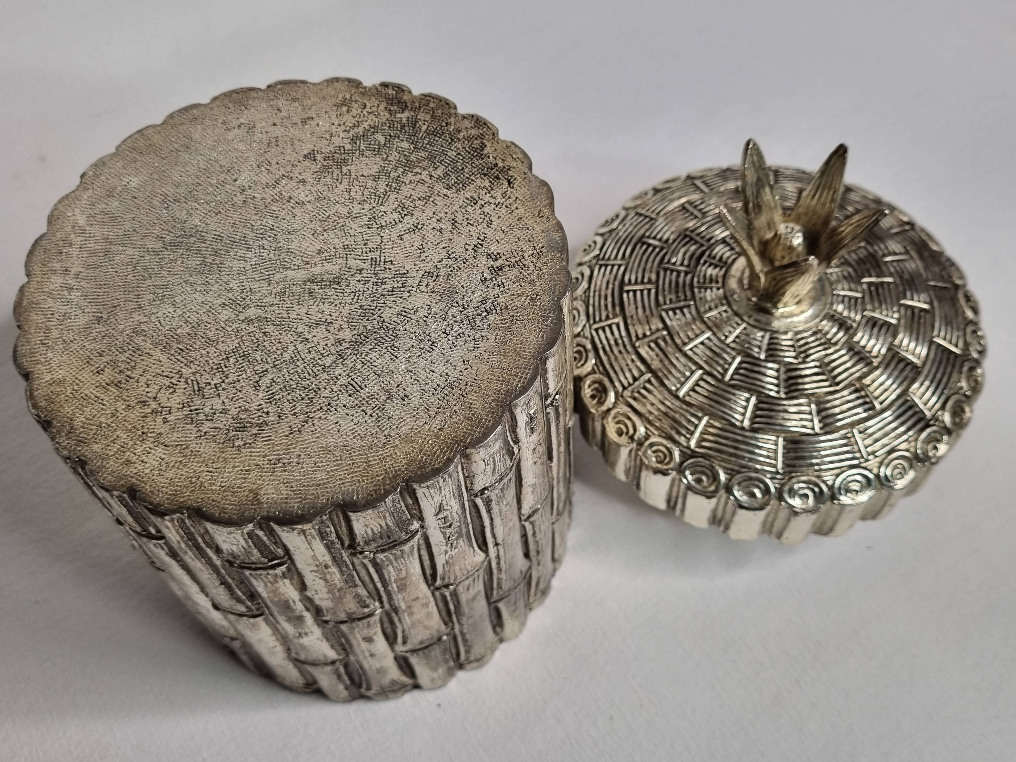 Mauro Manetti silver-plated metal ice bucket with bamboo decoration, Italy, 1970s