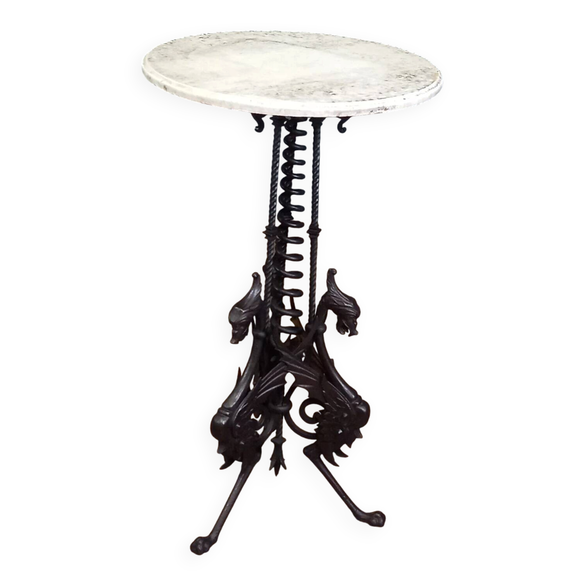 Table en fer forgé avec plateau en marbre