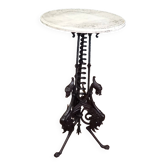 Table en fer forgé avec plateau en marbre