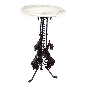 Table en fer forgé avec plateau en marbre