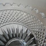 Old Bohemian cut crystal vase on foot 32 cm