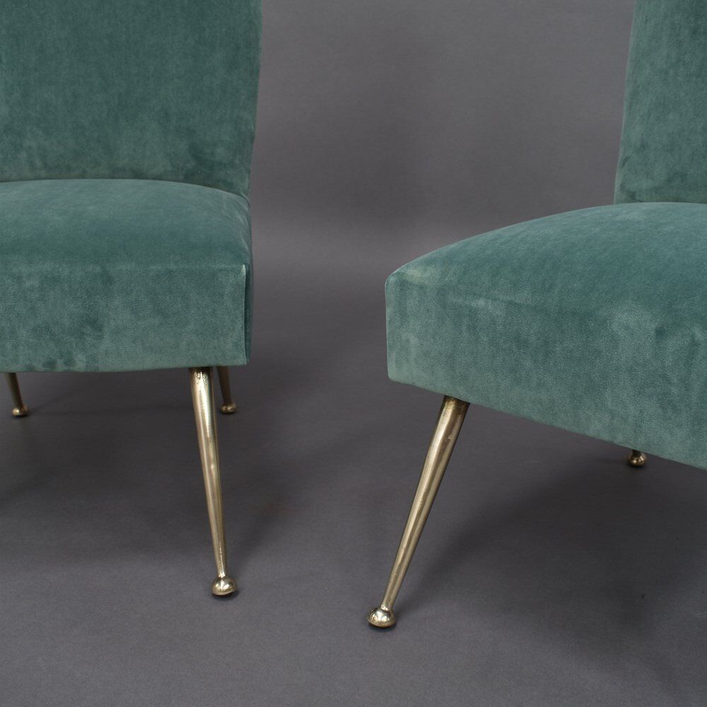 Set of Italian velvet side chairs by Gigi Radice for Minotti, 1950s