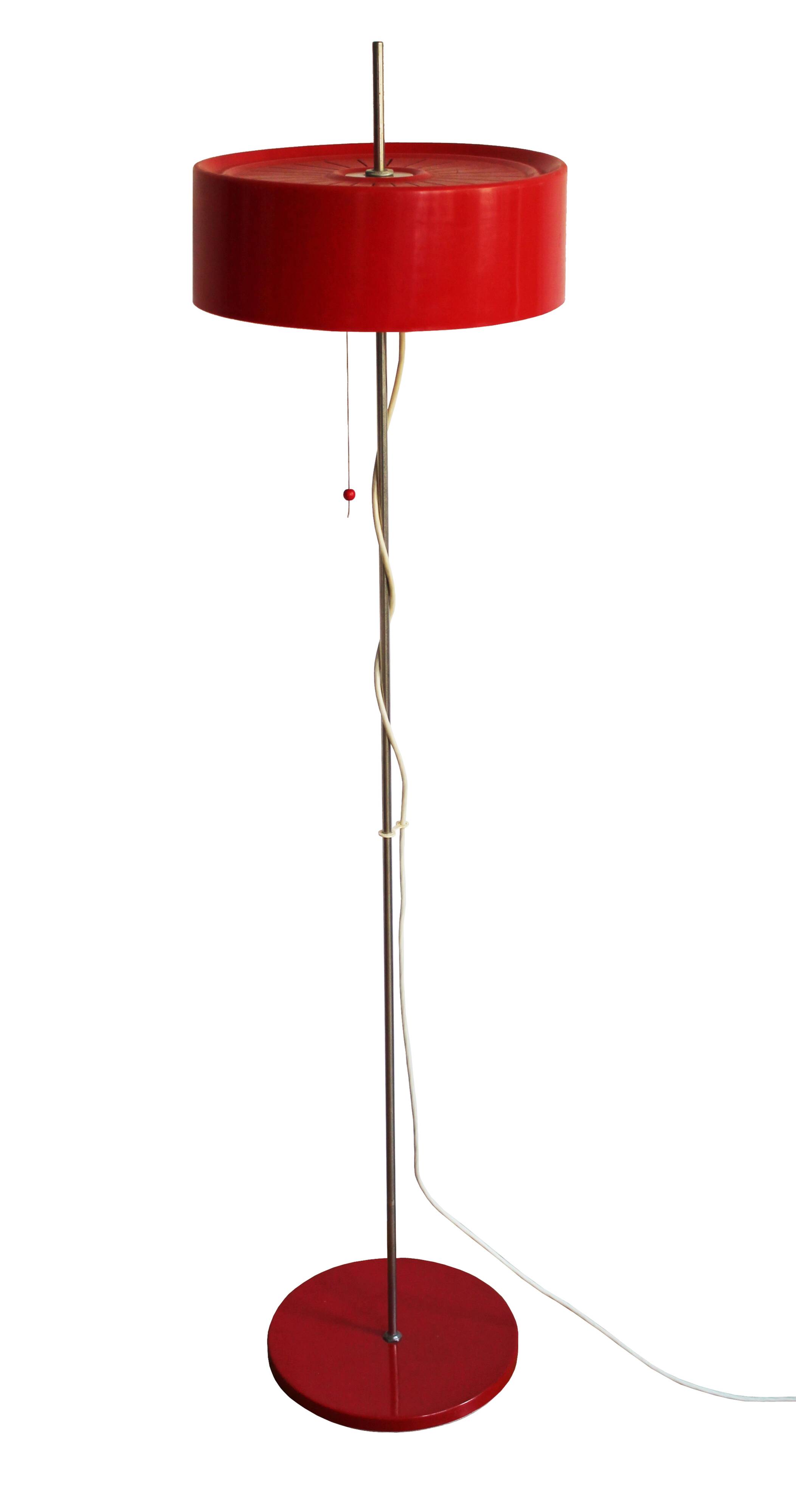 1970's Vintage Red Floor Lamp