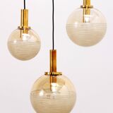 Vintage Set of three Glashutte Limburg hanging lamps, 1960s Germany.