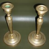 Pair of antique gilded brass candlesticks