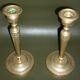 Pair of antique gilded brass candlesticks