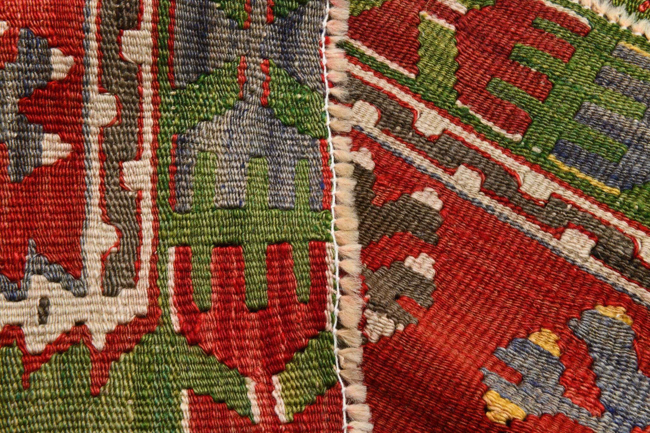 5x11 Kilim Red & Blue Geometric Vintage Rug, 168x342Cm