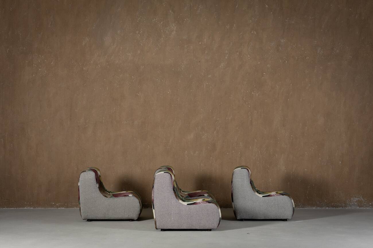 Italian modular sofa (1970) in Freedom Flight velvet – 3-piece