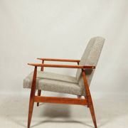 Scandinavian armchair and footrest granola beige concluded by H.Lis 300-190
